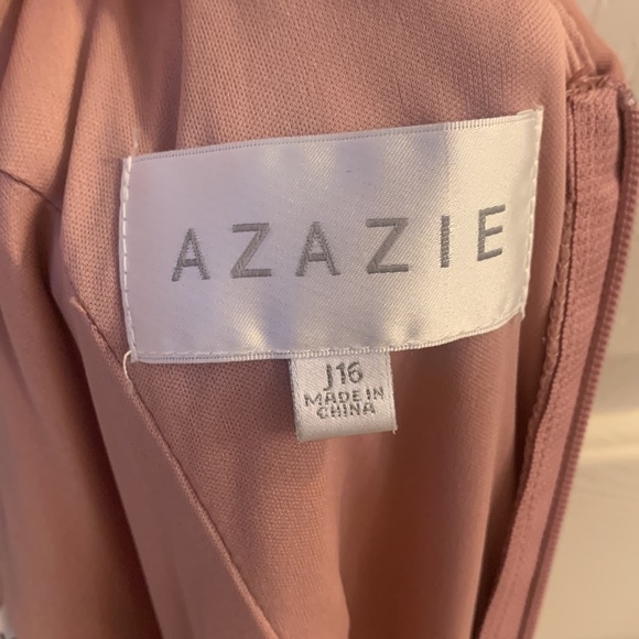 Azazie bridesmaids chiffon evening formal dress pink mauve blush Junior 16/XS - Picture 5 of 8